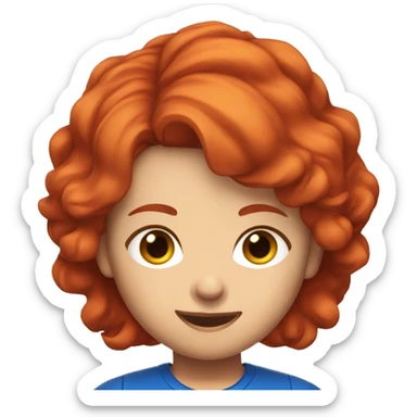 a female esports coach with red hair and blue shirt.  sticker