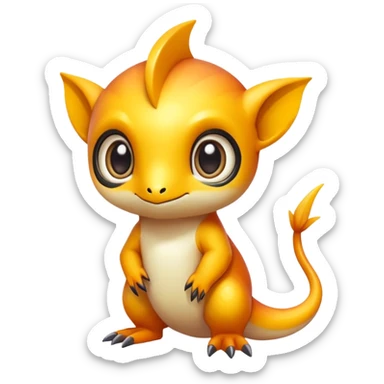 Randomly-colored exotic chibi Fakémon-creature sticker