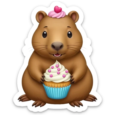 capybara with cupcake sticker
