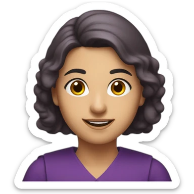 Armenian women with the purple clothes reading book and looking at camera and smiling  sticker