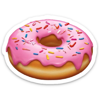Donut with pink icing and heart sprinkles sticker