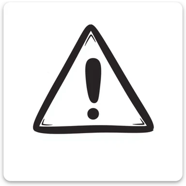 A classic triangular warning sign with an exclamation mark inside. Bright yellow background with black border and black exclamation mark. Hand-drawn doodle style. sticker