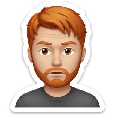 The 🤨 raised eyebrow emoji but with short ginger hair (a man) sticker