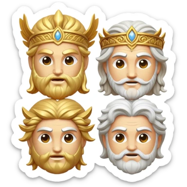 Cinematic Realistic Greek Gods Pop Culture Emoji, featuring mythic portrayals of ancient deities rendered with dynamic, ethereal lighting and classical detail. sticker