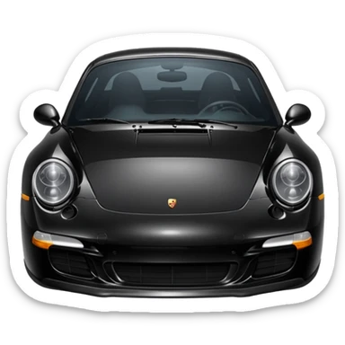 Create a black Porsche 911 in authentic Apple emoji style.

 sticker