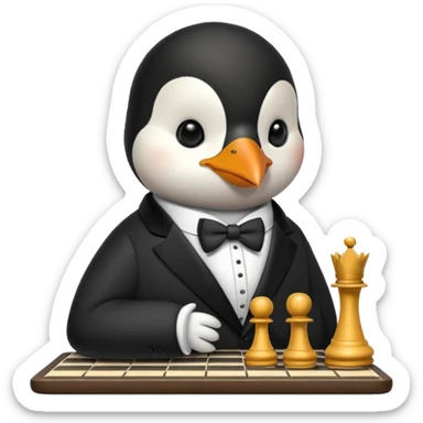 Pinguin playing chess sticker