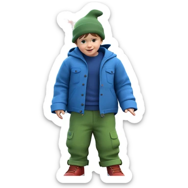 boy with hat by car sticker