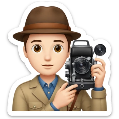 Photographer with vintage film camera,single camera sticker