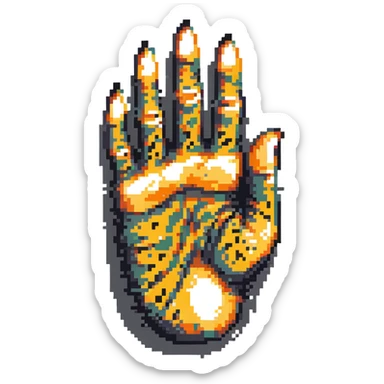 stylized leopard foot with visible claws pointing upward in pixel art style sticker