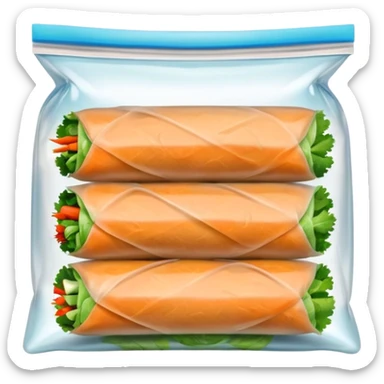 Thai spring rolls in a freezer bag sticker
