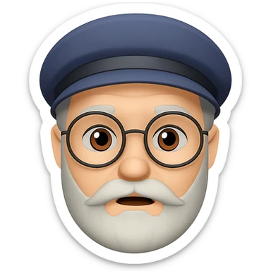 Add glasses to the grumpy old man with a beard. Keep the original style and transparent background. sticker
