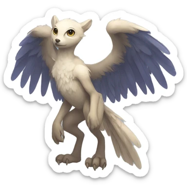 Anthro shy winged animal hybrid full body sticker