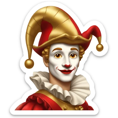 Vintage Jester high cheekbones, red, gilded  sticker