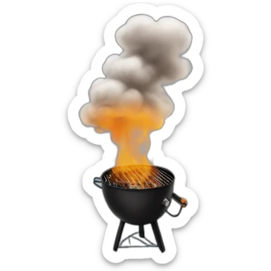 a black meat smoker in the backyard billowing smoke sticker