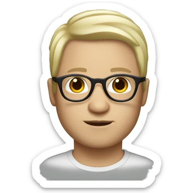 person white skin cut hair and glases sticker