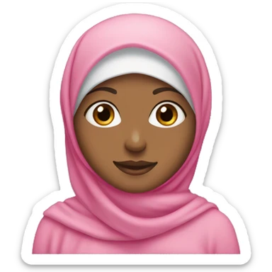 Hijabi with pink clothes and hijab, and fair skin sticker