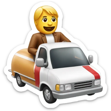 barber riding a hotdog mobile sticker