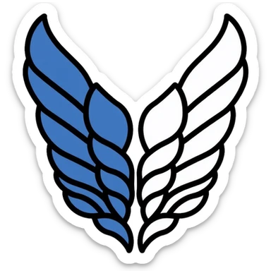 Wings of Freedom logo from Attack on Titan, overlapping blue and white wings, Survey Corps emblem sticker