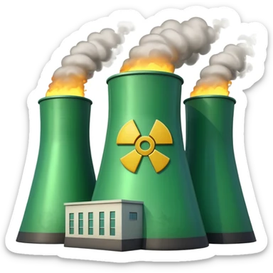 nuclear power plant with a subtle radioactive glow, less green, realistic, emoji style, option 12 sticker
