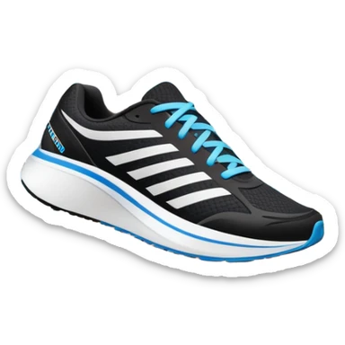 Running shoes placed on a professional track, ready for a sprint. The vibrant background features a stadium with cheering fans, a bright blue sky, and a digital timer displaying race time. Motion lines emphasize speed and energy. Transparent background highlights the athletic spirit. sticker