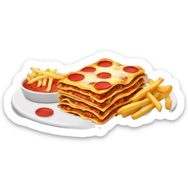 Lasagna with pizza and french fries sticker