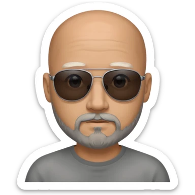 Bald male, black sunglasses, gray goatee beard, realistic portrait sticker