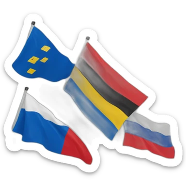 ukrain flag mixed with russian flag with german flag  sticker