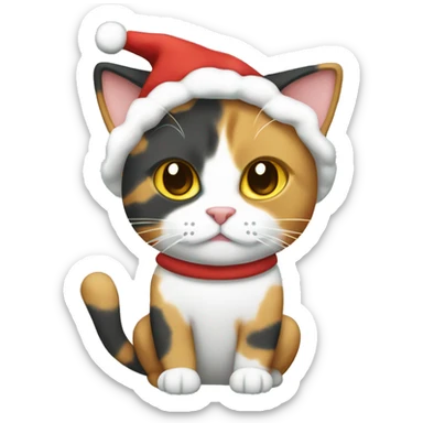 calico cat in Christmas pajamas  sticker