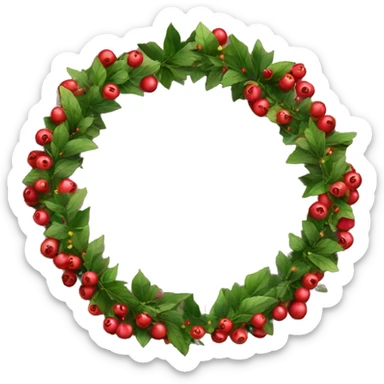 Christmas berries garland on wood table  sticker