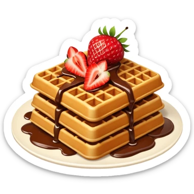 waffles with chocolate and strawberries on top  sticker
