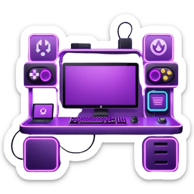 purple gaming setup sticker