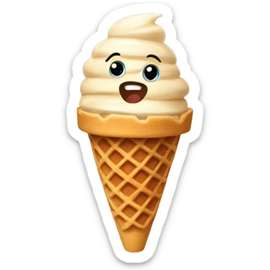 coffee ice cream in a waffle cone sticker