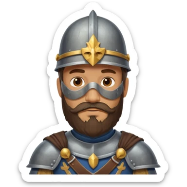 a western knight with full beard, wearing hat sticker