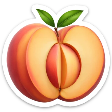 peach split open with seed sticker