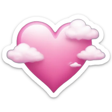 pink heart + cloud sticker