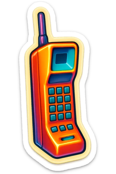 A mobile phone sticker in retro stickers style, with a vintage design and bright colors sticker