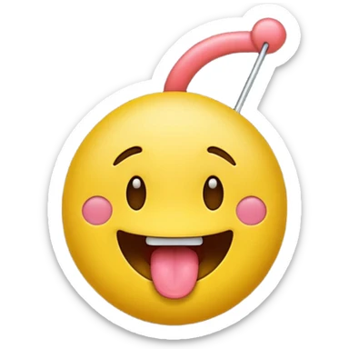 yellow emoji face with tongue sticking out and swinging back and forth sticker