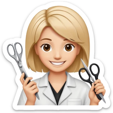 Hairdresser with scissors sticker