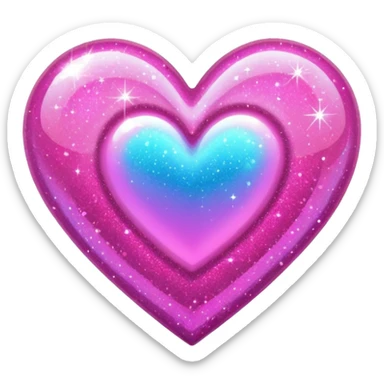 heart with sparkling glitter fill sticker