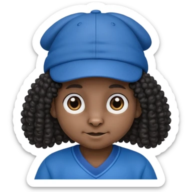 curly hair black rabbit with blue jersey and hat sticker