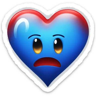 bleeding red heart glowing blue-white sticker