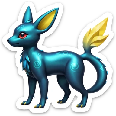  Shiny iridescent Umbreon-Salandit-Jolteon-fusion sticker