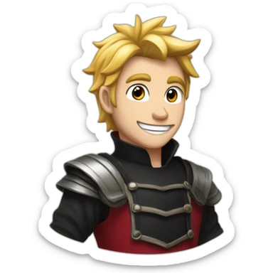 Nastu Dragnell from fairy tails with short red air and black shirt smilling sticker