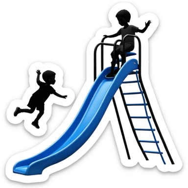 silhouette of a child sliding down a children's slide sticker