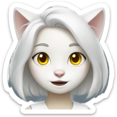 White cat girl with yellow eyes  sticker