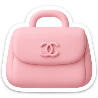 a pink Chanel purse, soft and squishy, minimal details sticker