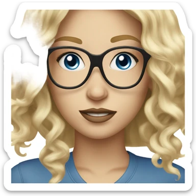 Blonde balayage hair white women blue eyes and small glasses cell phone  sticker
