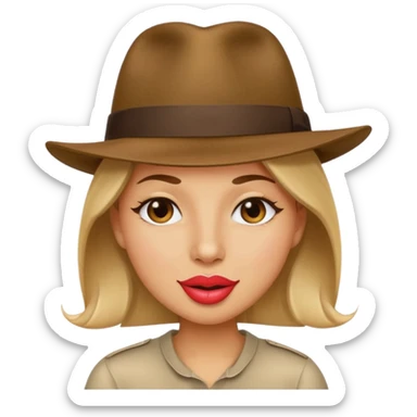 Pucker lips winking face with feet and fedora sticker