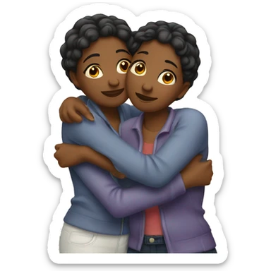lesbian couple hugging emoji  sticker