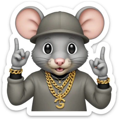 A rapper mouse throwing gang signs sticker